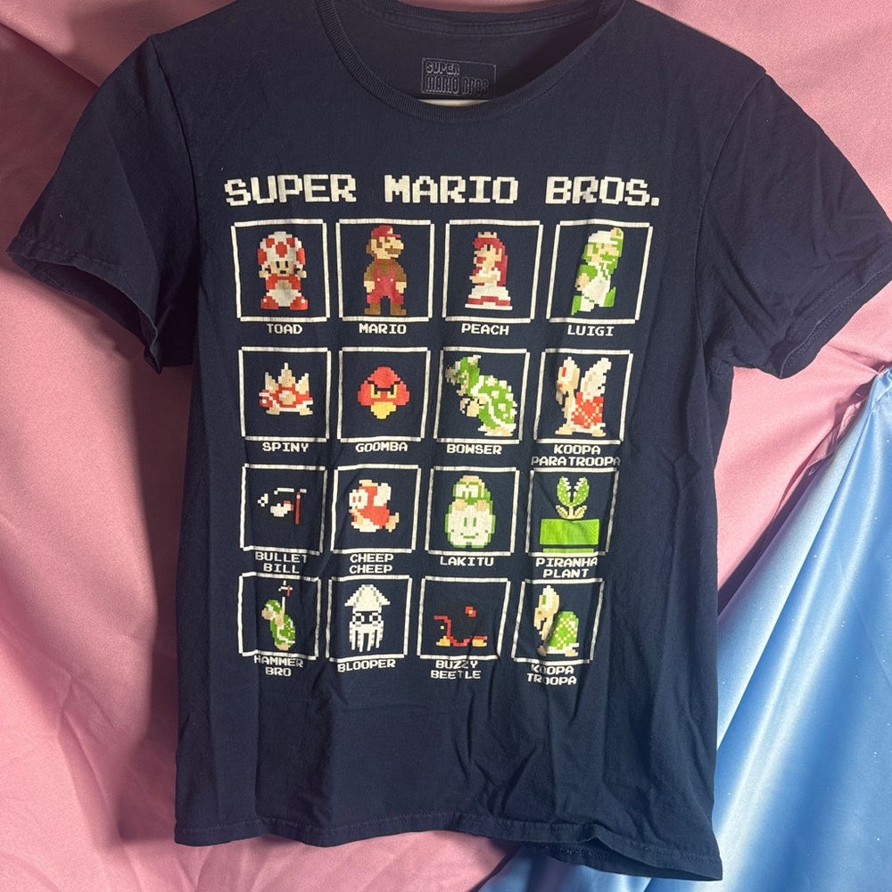 Nintendo Super Mario Bros Character Grid T-Shirt - Blue